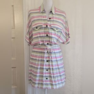 NEW Chaser Striped Button-Front Shirt Dress